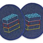 2 Knieflicken Bausteine dunkelblau, 8 x 10 cm, Flicken für Kinder