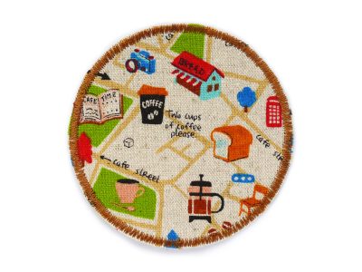 Hosenflicken City-Life, robster Flicken zum aufbügeln aus Canvas mit Stadtplan-Motiv – Citylife Knieflicken Ø 8 cm aus Baumwollcanvas mit buntem Stadtplan, Unikat, handmade Berlin