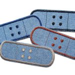 4er Set Jeans Trostpflaster, 8,5 x 3 cm, Pflaster Bügelflicken