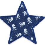 Stern Totenköpfe Jeansflicken dunkelblau, 10 cm