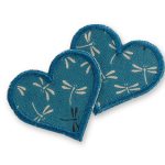 2 Herz Patches Libelle petrol, 5,5 x 5 cm, Flicken zum aufbügeln