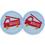 2 Jeansflicken Feuerwehr hellblau, 4 cm, Bügelpatches Jeans