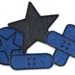 Set 4 Hosenflicken Stern Pflaster schwarz, Aufnäher zum aufbügeln