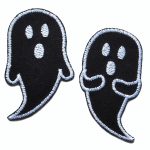 Gespenst Bügelbild schwarz, 8 x 4,5 cm, Geister Aufnäher