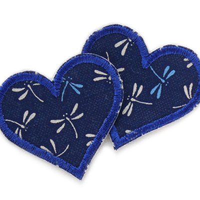 kleine Herz Patches dunkelblau mit Libellen