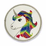 Einhorn Patch bunte Mähne, 8 cm, Regenbogen Einhorn Flicken