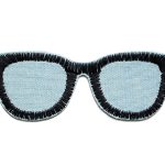 Nerdbrille Patch Bügelbild, 8 x 3 cm, Brille Aufnäher