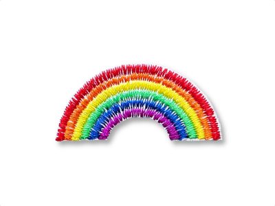 Kleiner gestickter Regenbogen-Aufnäher aus Baumwollstoff, 5 x 2,5 cm, bunt, Mini-Bügelpatch zum Aufbügeln auf Jacken, Hosen und Taschen, handmade Berlin