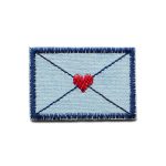 Liebesbrief Patch Bügelbild, 5 x 3,5 cm, Bügelpatch Brief mit Herz
