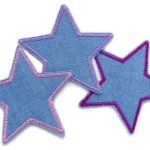 3 Stern Jeansflicken Rosa Lila Flieder, 8 cm, Flicken zum aufbügeln