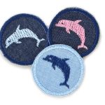 2 Delfin Patches Jeans, 3 Farben, 4 cm, Mini Bügelflicken