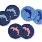 2 Delfin Patches Jeans, 3 Farben, 4 cm, Mini Bügelflicken