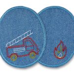 2 Knieflicken Feuerwehr mittelblau, 8 x 10 cm
