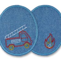 2 Knieflicken Feuerwehr mittelblau, 8 x 10 cm