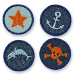 4 maritime Mini Jeansflicken, 4 cm, Patches zum aufbügeln