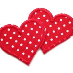 2 Herz Patches Pünktchen rot, 5,5 x 5 cm
