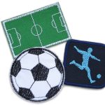 3 Fußball Patches Bügelbilder Set, Aufnäher zum aufbügeln