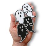 Set 4 Gespenster Patches, 8 x 4,5 cm, Bügelbilder Aufnäher