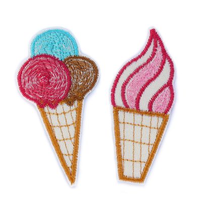 gestickte Eiswaffel Applikationen zum aufbügeln in 2 Varianten