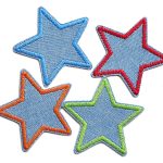 Stern Jeansflicken 4er Set mini, 5 cm