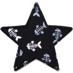 Stern Fischgräten Aufnäher schwarz, 10 cm