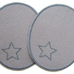 2 XL Knieflicken Canvas hellgrau, 10 x 12 cm