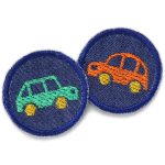 2 Jeansflicken Auto mini, 4 cm, Aufnäher zum aufbügeln