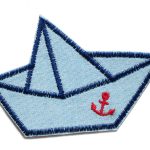 Patch Papierschiffchen Boot, 9 x 6 cm, Aufnäher zum aufbügeln