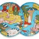 2 XL Knieflicken Dinosaurier bunt, 10 x 12 cm, Bügelflicken Kinder