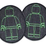 2 Knieflicken Bausteinmännchen neon grün, 8 x 10 cm