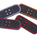 4er Set Jeans Trostpflaster schwarz-rot, 8,5 x 3 cm