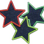 Stern Jeansflicken 3er Set Neon, 8 cm, Aufnäher