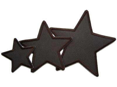 Braune Stern-Cordura-Flicken zum Aufnähen für Regenhosen in 3 Größen: 5 x 5 cm, 8 x 8 cm und 10 x 10 cm, sternförmige Regenhosen-Aufnäher aus wasserdichtem braunem Cordura handmade Berlin