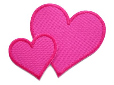Herz Flicken pink, wasserdicht für Regenkleidung, 2 Größen – herzförmige Cordura-Flicken pink 5,5 x 5 cm und 8,5 x 8 cm, Regenhosen-Aufnäher zum Aufnähen oder Aufkleben handmade Berlin