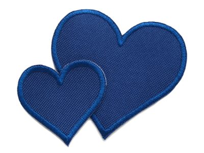 wasserdichte Herz Aufnäher aus Cordura blau, 2 Größen – herzförmige Regenhosen-Flicken dunkelblau 5,5 x 5 cm und 8,5 x 8 cm aus wasserdichtem Cordura, zum Aufnähen oder Aufkleben handmade Berlin