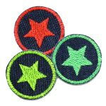 Set 3 Jeansflicken Sternchen mini neon, 4 cm, Stern Bügelpatches
