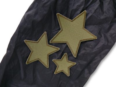 Olivgrüne Stern Cordura-Flicken auf Regenhose, 3 Größen, wasserdichter Cordura olivgrün, Regenhosen-Aufnäher handmade Berlin