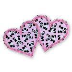 2 Pandabär Herz Patches rosa, 5,5 x 5 cm