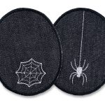 2 Jeansflicken Spinne und Spinnennetz, 8 x 10 cm
