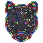 Tiger Patch Regenbogen, 12 x 10 cm, Aufnäher zum aufbügeln