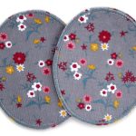 2 Knieflicken Blümchen Cord grau, 8 x 10 cm