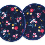2 Knieflicken Blümchen Cord dunkelblau, 8 x 10 cm
