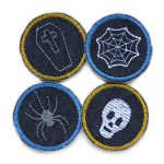4 Halloween Mini Jeansflicken, 4 cm, Bügelpatches