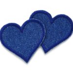 2 Herz Jeansflicken blau, 5,5 x 5 cm