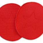 2 Flicken Aufnäher rot für Regenhosen, 10 x 12 cm, Outdoor