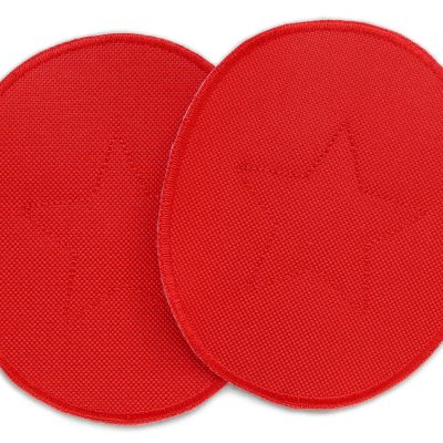 2 Regenhosen-Aufnäher aus wasserdichtem roten Cordura mit gesticktem Stern, jeweils 10 x 12 cm, Flicken zum Aufnähen oder Aufkleben für Regenhosen und Matschhosen handmade Berlin