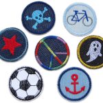 Set 7 Mini Patches, 4 cm, Aufnäher für Kinder
