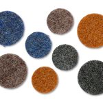 8 Mini Wollwalk Flicken Set, 3 - 4 cm, blau-grau-ocker-braun