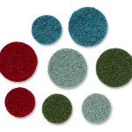 8 Mini Wollwalk Flicken Set, 3 - 4 cm, rot-grün-petrol-mint