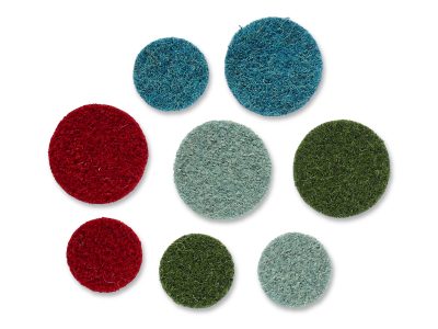 8 runde Wollwalkflicken aus 100 % Wolle, rot, grün, petrol und mint; Perfekt zum Reparieren von Mini Löchern in Wollkleidung wie Wollhosen und Wollanzügen, Handmade in Berlin
